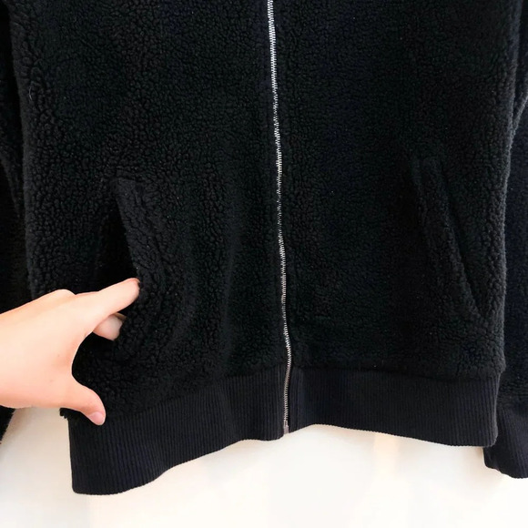 Mr. P Black Faux Shearling Full Zip Designer Bomber Jacket Men's Small - Picture 4 of 9